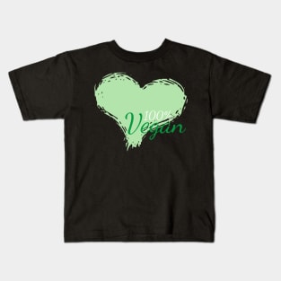 100% Vegan With a heart Kids T-Shirt